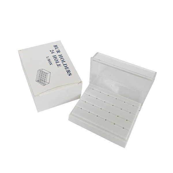 *24 Holes Dental Burs Drill Holder Stand Block Disinfection Case Plastic White