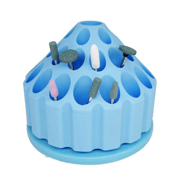 *Dental 360 Degree Rotation Polishing Burs Storage Holder 35Holes Blue