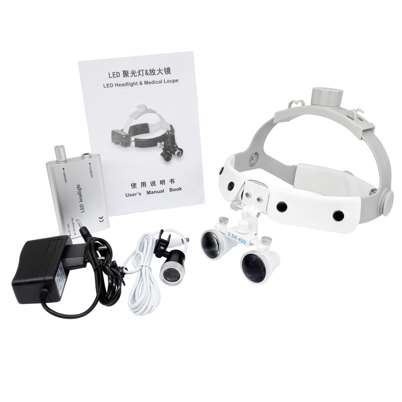 ****Dental Loupes Surgical Binocular Glass Medical Magnifier 3.5×420 & LED Head Light