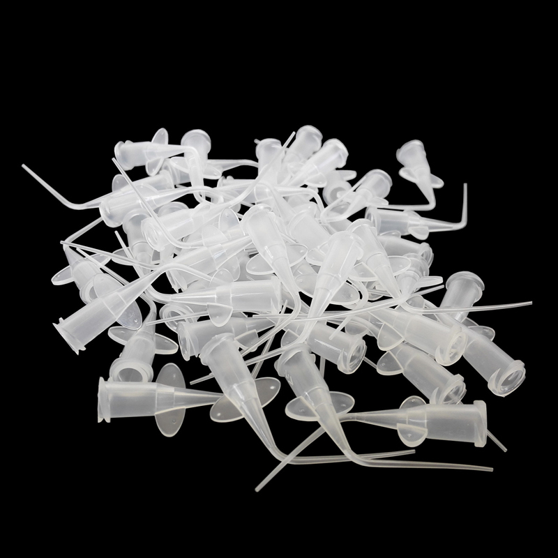 *Pre-bent Dental Disposable Plastic Needle syringe Clear / Blue Color 50pcs / Bag
