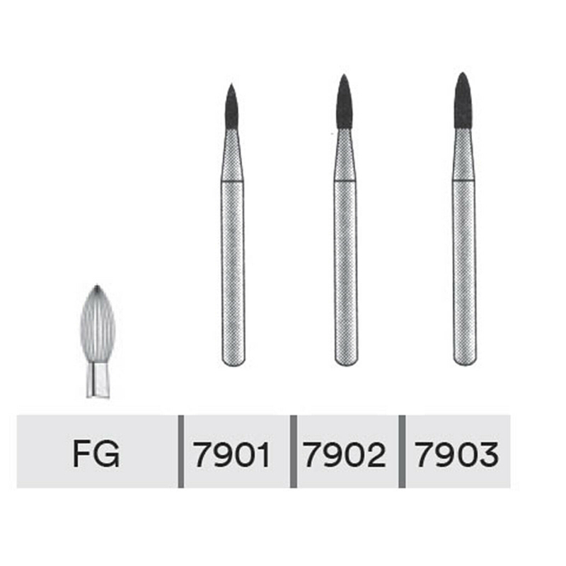 `DMX-DENTAL FG 7901/7902/7903 Dental Carbide Trimming & Finishing Flame Burs For High Speed Handpiece