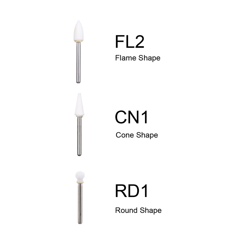 `Dental Polishing Porcelain White Stone Flame Resin Cone Round Shape FG 1.6mm Bur 12 Pcs/Set
