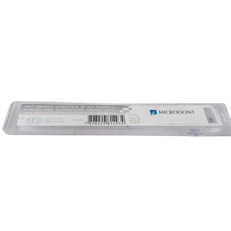Microdont 12-Pack Stainless Steel Serrated Dental Strips Coarse One-Sided 4/150mm