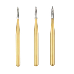 `DMXDENT Gold-Plated Carbide Trimming and Finishing Needle Burs 7901/7902/7903 For High Speed Handpiece