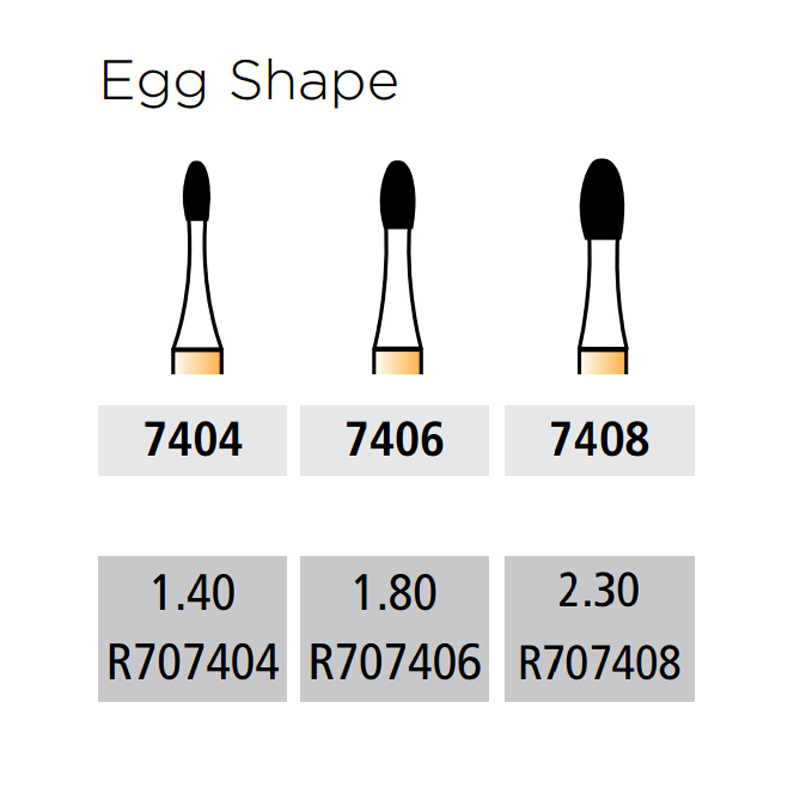 *FG7404 / FG7406 / FG7408 Dental Carbide Trimming & Finishing Egg Burs For High Speed Handpiece