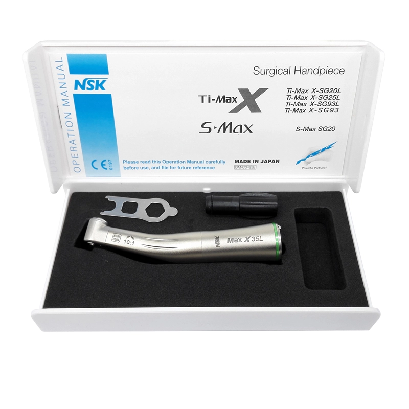 Ti-Max X35L 10:1 Reduction Dental Titanium 60° Twist Fiber Optic Contra Angle Handpiece Fit NSK
