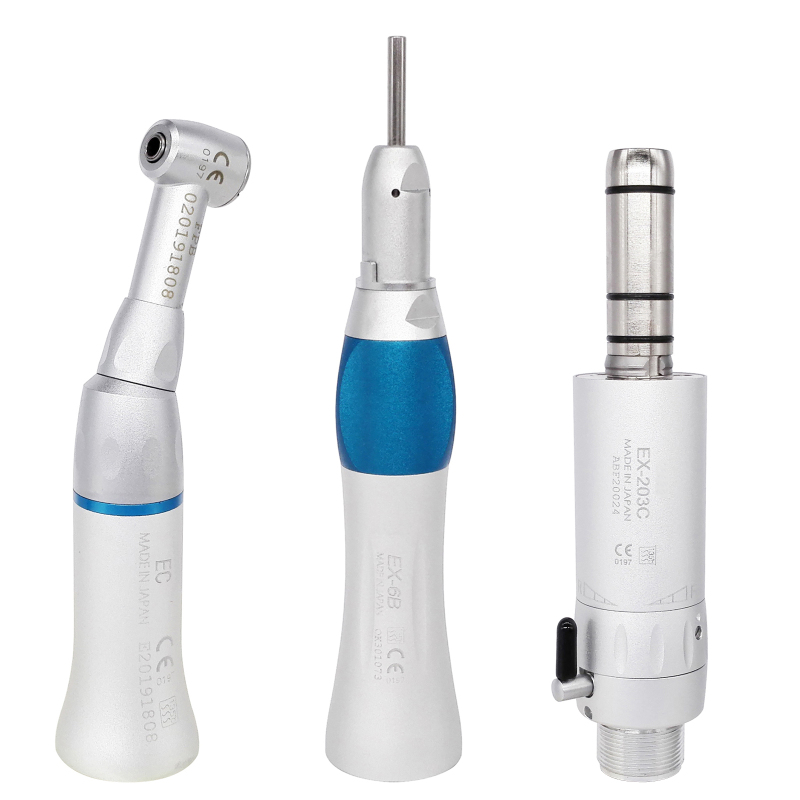 **Dental Low Slow Speed Handpiece Set Push Button Contra Angle Air Motor fit NSK EX-203C 2/4 Holes