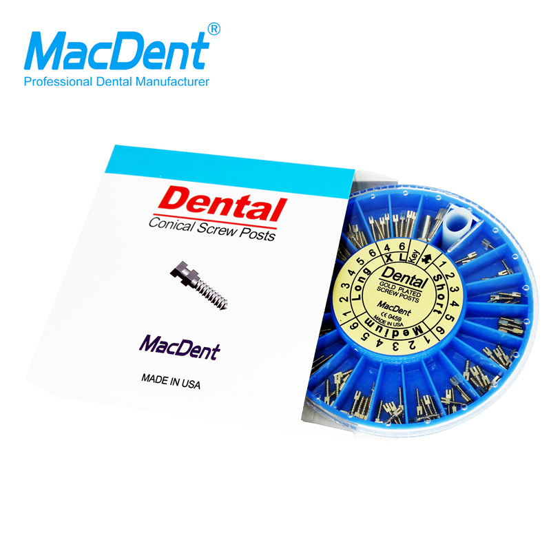 ***MacDent Dental Gold-Plated Root Canal Pins Conical Screw Posts
