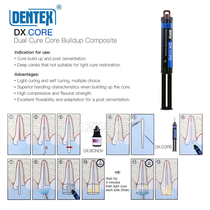 *DENTEX DX.CORE Dental Dual Cure BuildUp Composite Resin Refill