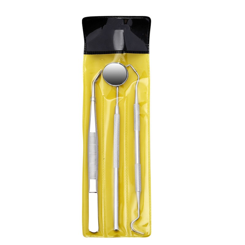 ****3Pcs/Set Dental Examination Kit Basic Hygiene Tweezer Mirror Explorer Cleaning Tool