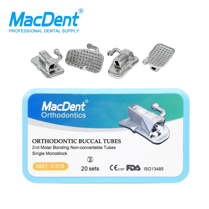 `MacDent Dental Orthodontic Buccal Tubes 1st 2nd Monoblock/Mesh Base Roth MBT 022/018