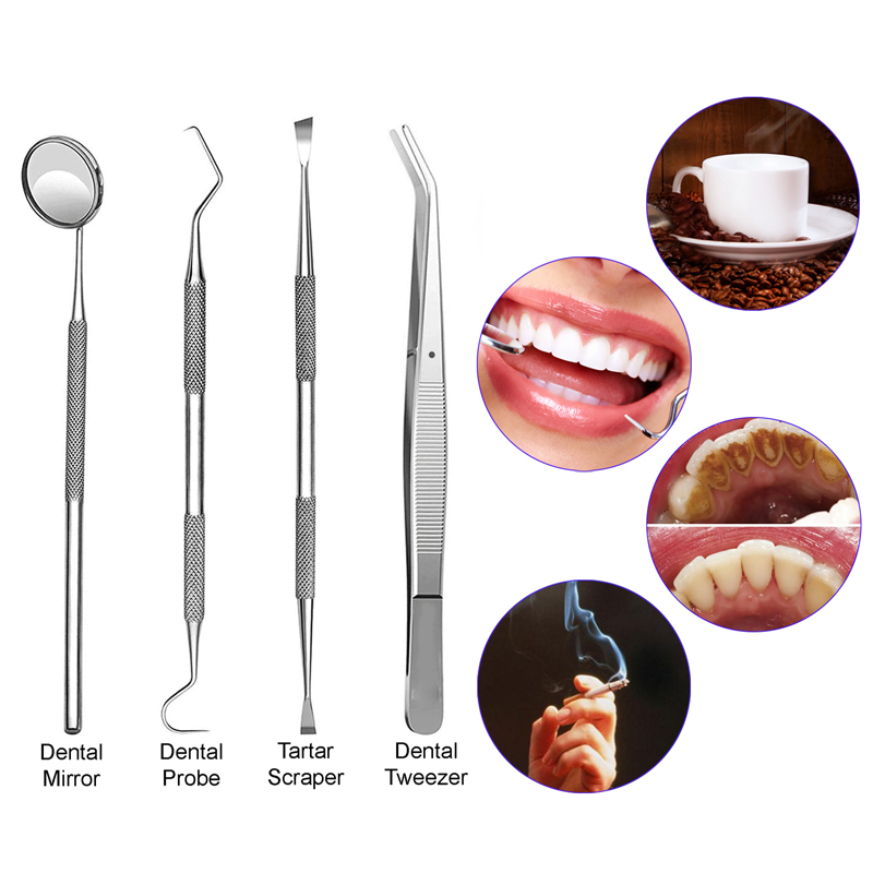 `4 Pcs/Set Dental Professional Dental Oral Hygiene Scaler Kit Tools Deep Cleaning Teeth Care