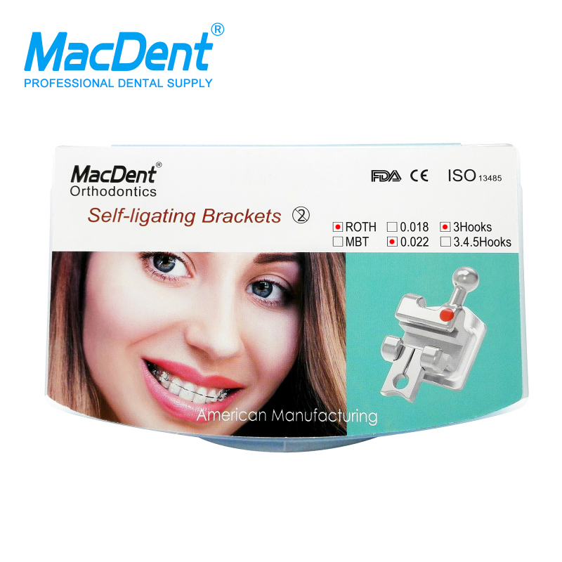 `MacDent Dental Orthodontic Self-ligating Brackets 5-5 Roth/MBT 0.022