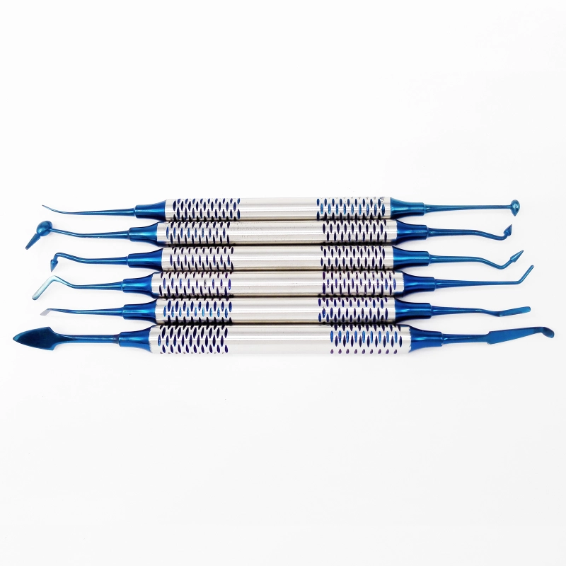 *6Pcs/Set Dental Composite Resin Filling Instrument Spatula Titanium Plated Head