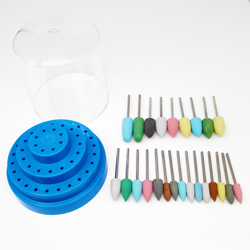 24Pcs Dental Silicone Polisher Burs for Composite Resin + 48 Holes Holder 2.35mm