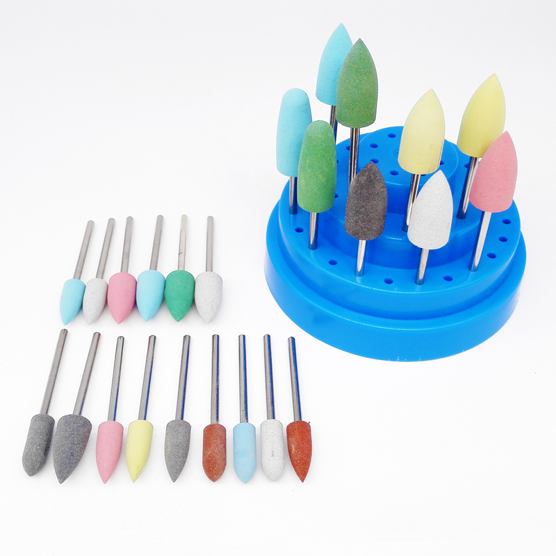 24Pcs Dental Silicone Polisher Burs for Composite Resin + 48 Holes Holder 2.35mm