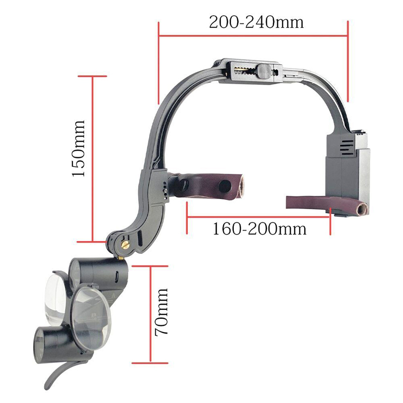 `2.5X 3.5X Dental LED Head Light Lamp Magnification Binocular Loupes 5W Surgical