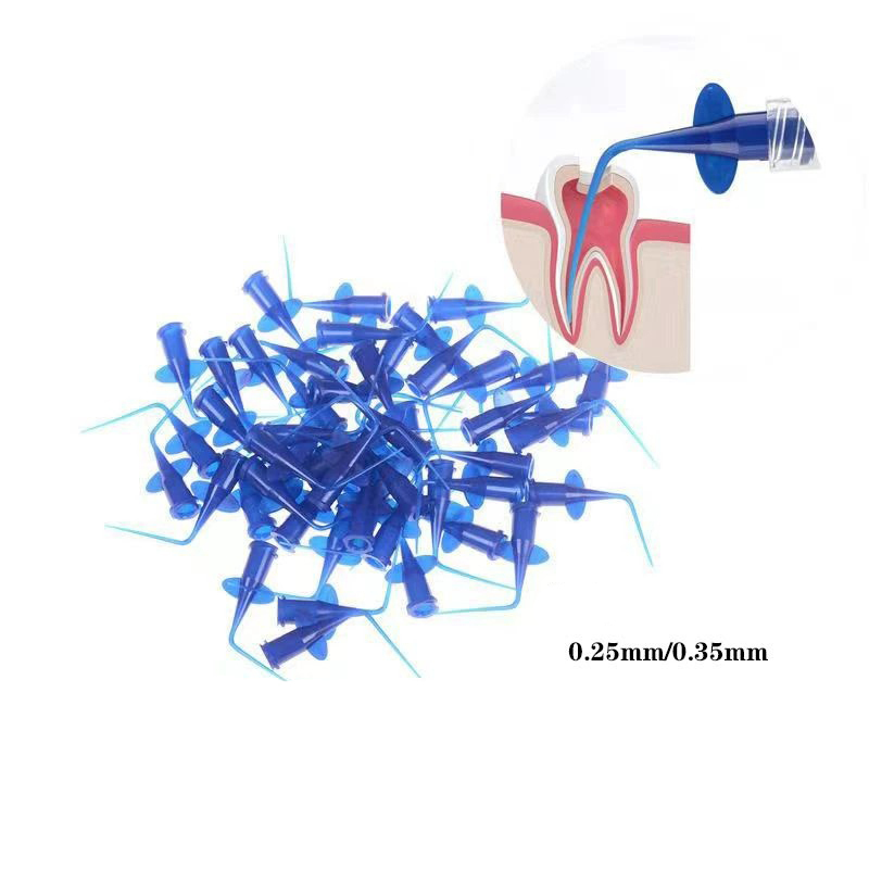 `Dental Endo Irrigation Flexible Composite Disposable Syringe Tips Blue/Clear