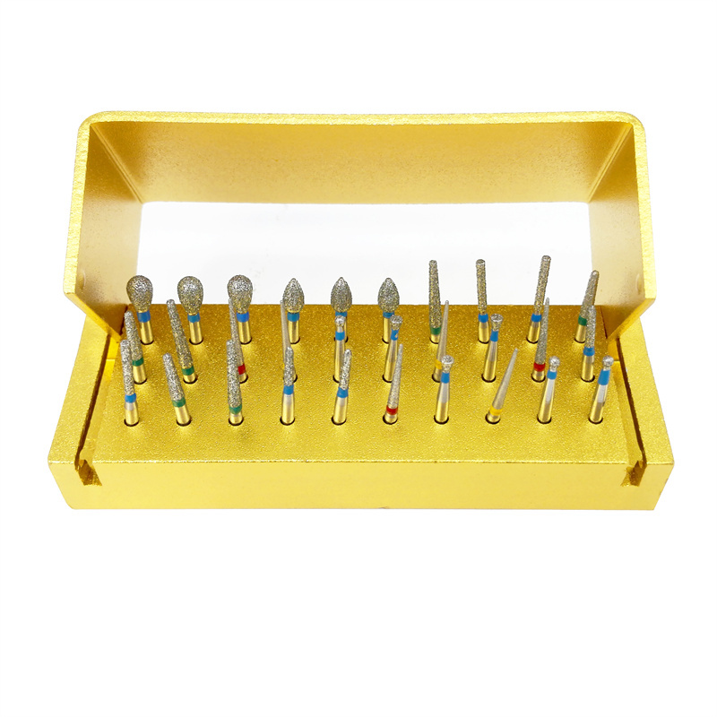 Dental Diamond Burs Drill + Disinfection Bur Block High Speed Handpiece