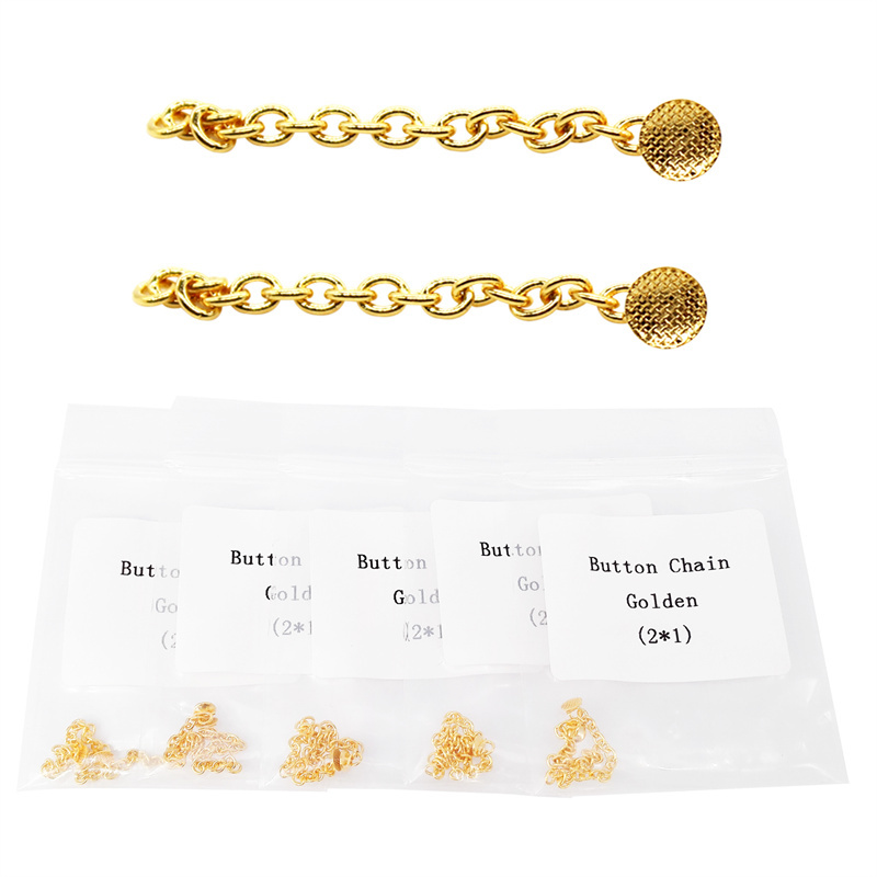Dental Orthodontic Traction Chain Gold Plated Round Buttons with Chain
