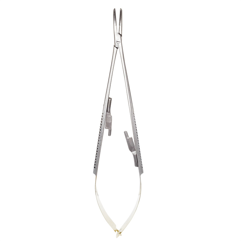 Dental Curved Forceps Needle Surgical Holder Bend Instruments Gold-Plated 16CM