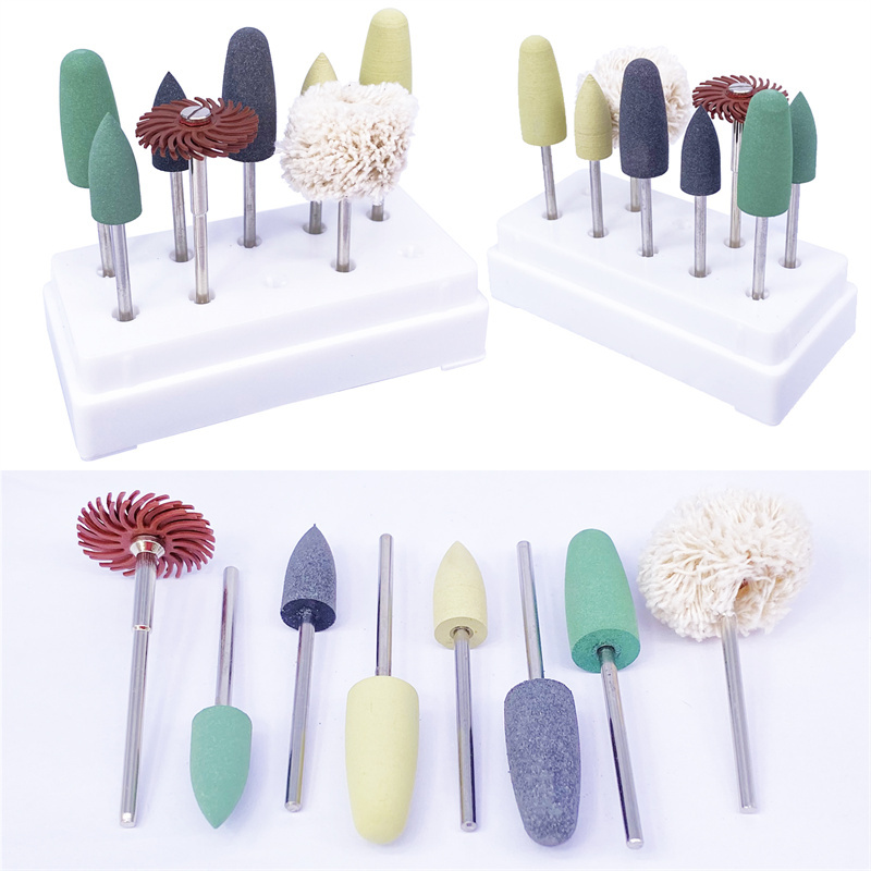 HP Dental Polishing Burs Drill Resin Base Acrylic Polisher Rotary Tools Kit 8Pcs