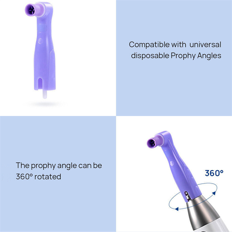 Dental Cordless Electric Hygiene Prophy Handpiece 360° Swivel+2 Prophy Angles