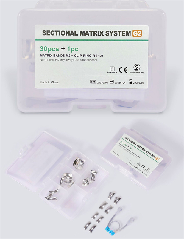 Dental Sectional Matrix System Matrices Metal Bands 30 Pcs Kit + Clip Ring Clamp