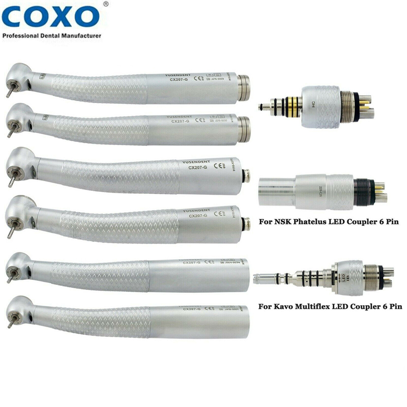 `COXO YUSENDENT Dental Fiber Optic LED High Speed Handpiece Turbine Fit NSK Kavo WH Coupler