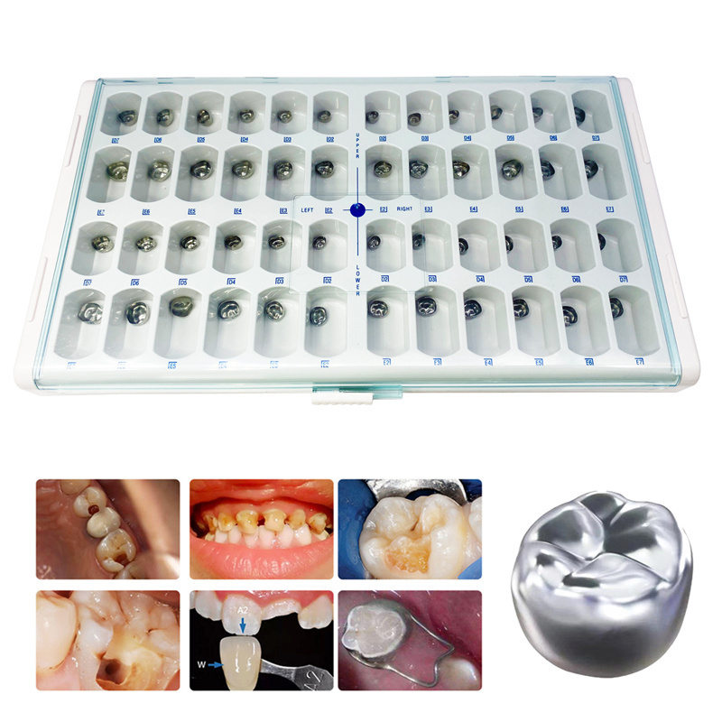 Dental Stainless Steel Kids Primary Molar Crown Pediatric Preformed 48Sizes