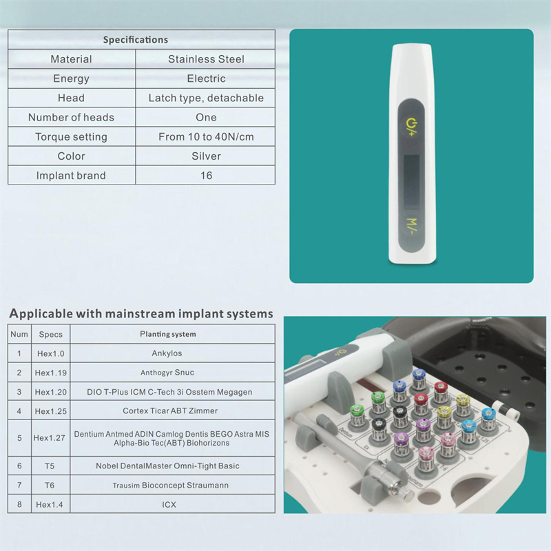Electric Universal Implant Kit Abutment Torque Wrench 10-40Ncm Tool Driver