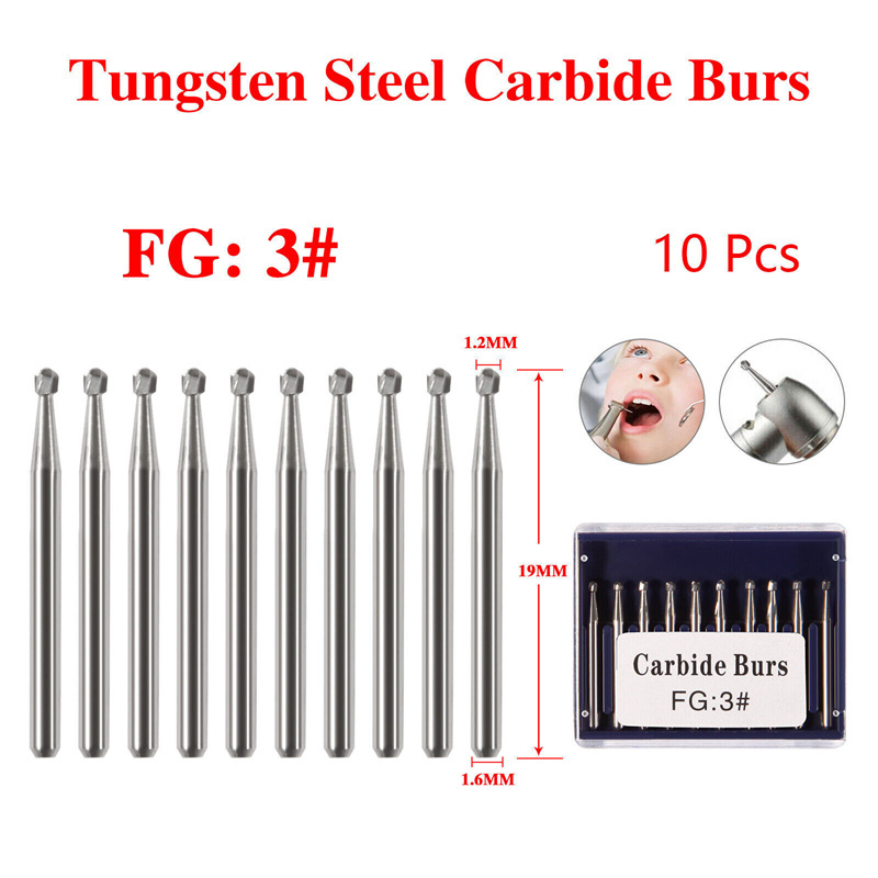 Dental Round Carbide Steel Drills Burs FG Bur for High Speed Handpiece