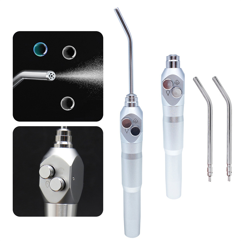 Dental Air Water Spray Triple Syringe 3 Way Handpiece 2 Nozzles Tips Straight