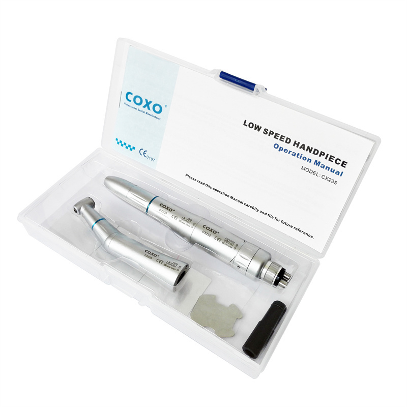 COXO YUSENDENT Dental Fiber Optic LED Contra Angle Handpiece Set Air Motor Straight Nose