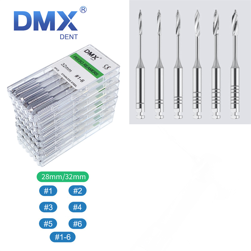 Dental 6 Pcs/Pack Endodontics Peeso Reamers Stainless Steel Root Canal 32mm