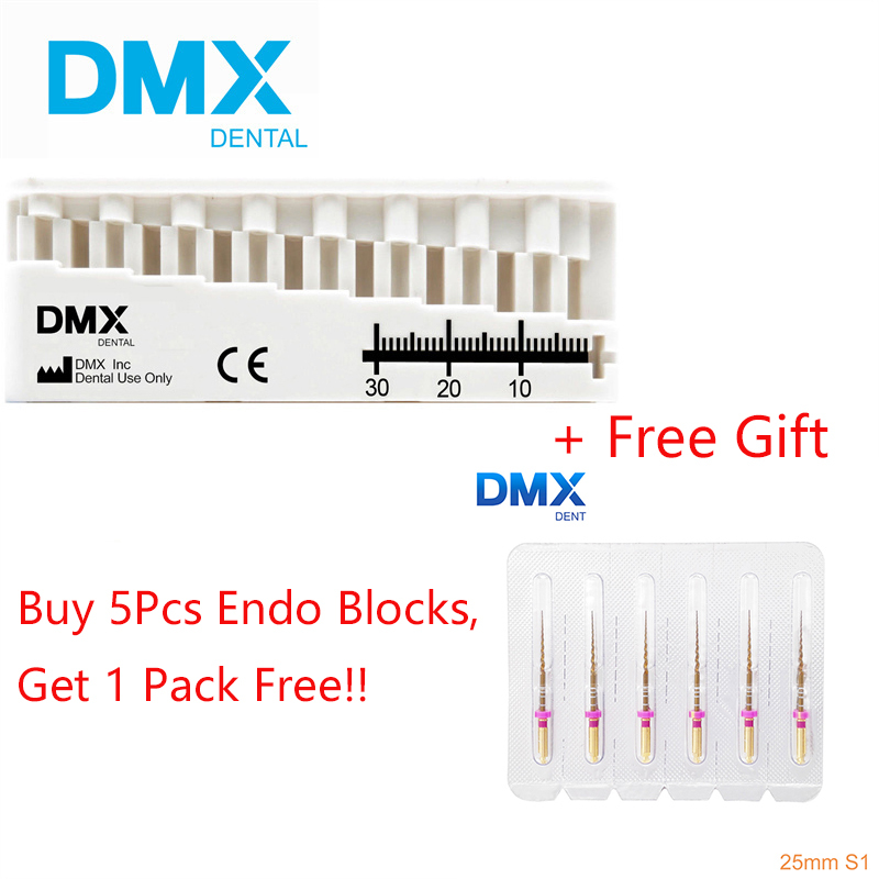 DMXDENT Dental Endo Block Measure Mini Ruler Endodontic Files Holder + Free Gift