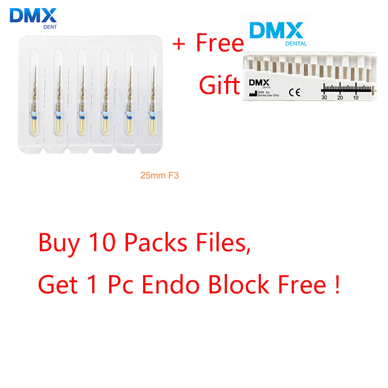 DMXDENT Dental Endodontic NITI Endo Rotary Files PT-Gold Taper Engine Use + Free Gift