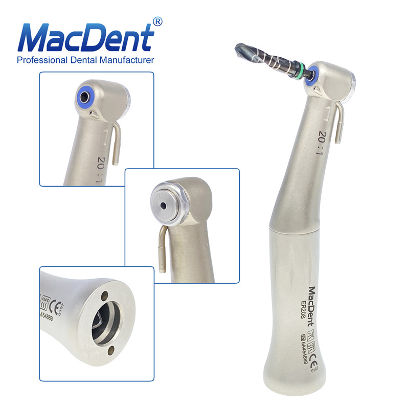 MacDent ER20S Dental Low Speed Contra Angle Reducing 20:1 Implant Handpiece E-Type NSK Style