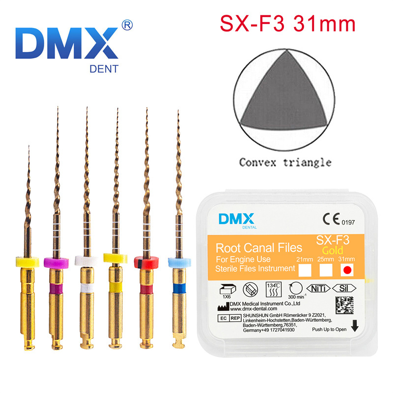 DMXDENT Dental Root Canal Gold Taper NITI Files Endodontic Rotary +Free Gift