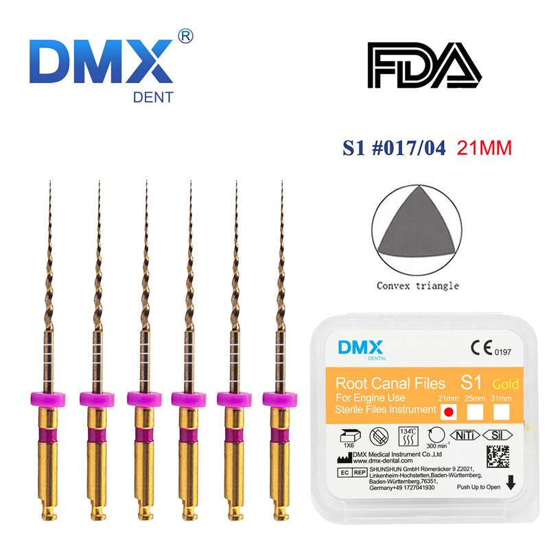 DMXDENT Dental Root Canal Gold Taper NITI Files Endodontic Rotary +Free Gift