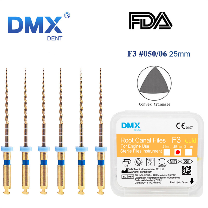 DMXDENT Dental Root Canal Gold Taper NITI Files Endodontic Rotary +Free Gift