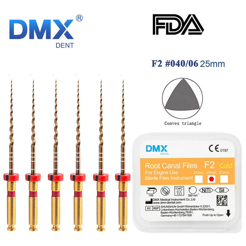 DMXDENT Dental Root Canal Gold Taper NITI Files Endodontic Rotary +Free Gift