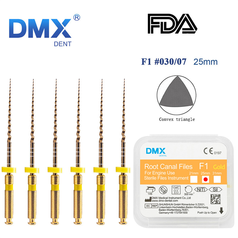 DMXDENT Dental Root Canal Gold Taper NITI Files Endodontic Rotary +Free Gift