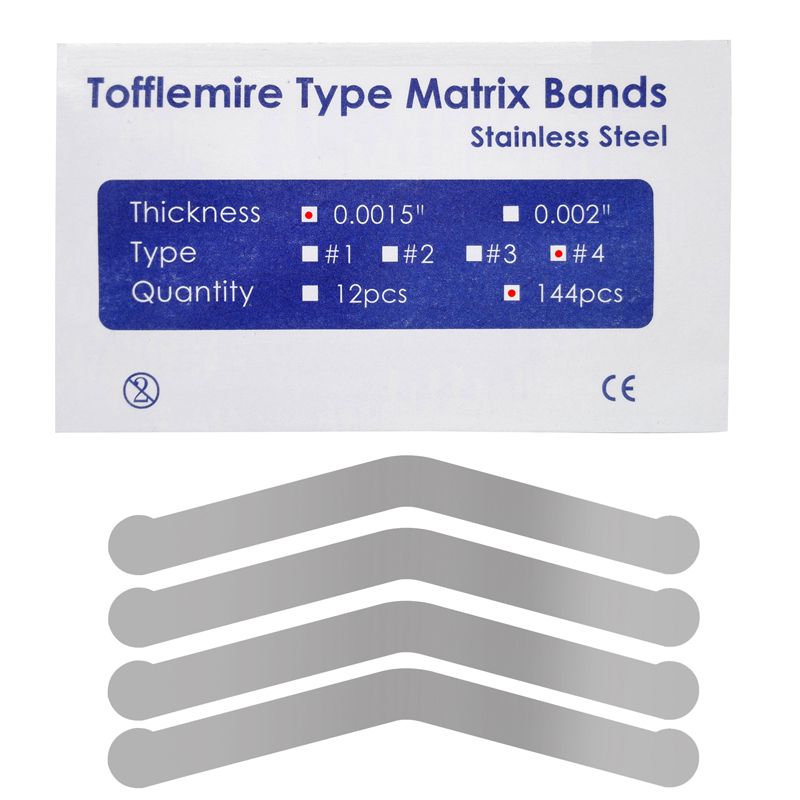 144 Pcs/pack Dental Stainless Steel Tofflemire Matrix Bands .0015＂Autoclavable