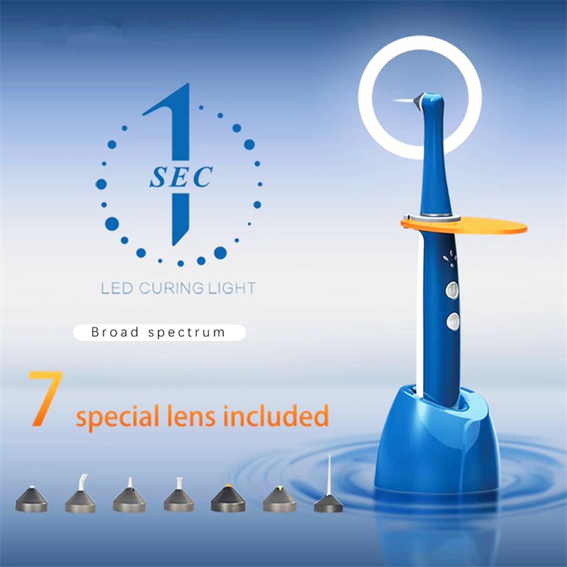 Dental Wireless Cordless LED Curing Light 2500mw 1 Second Cure Lamp 7 Point Lens