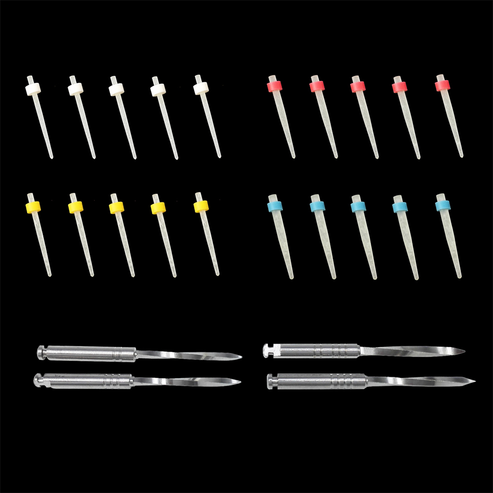 20Pcs Dental Fiber Post Endo Quartz Screw Resin Post & 4 Drills