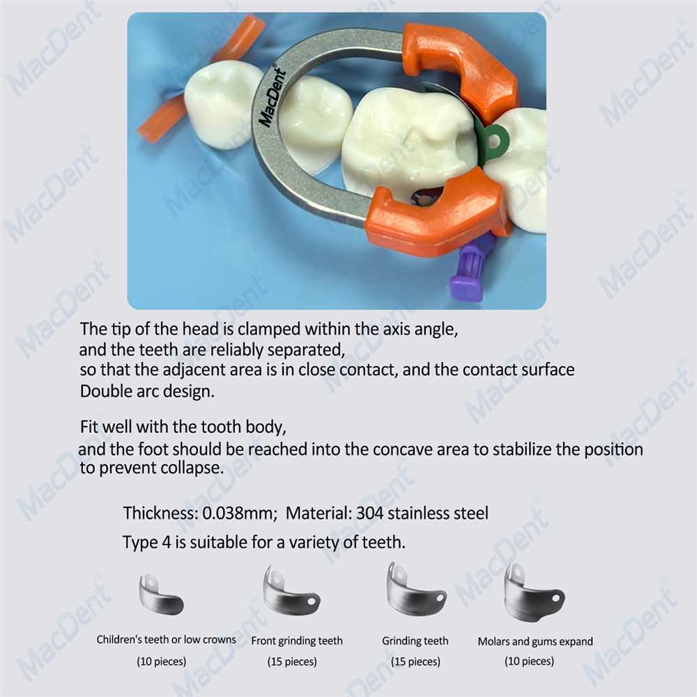 Dental Matrix Band Sectional Contoured Matrix System D3 Metal Matrices Band Kit