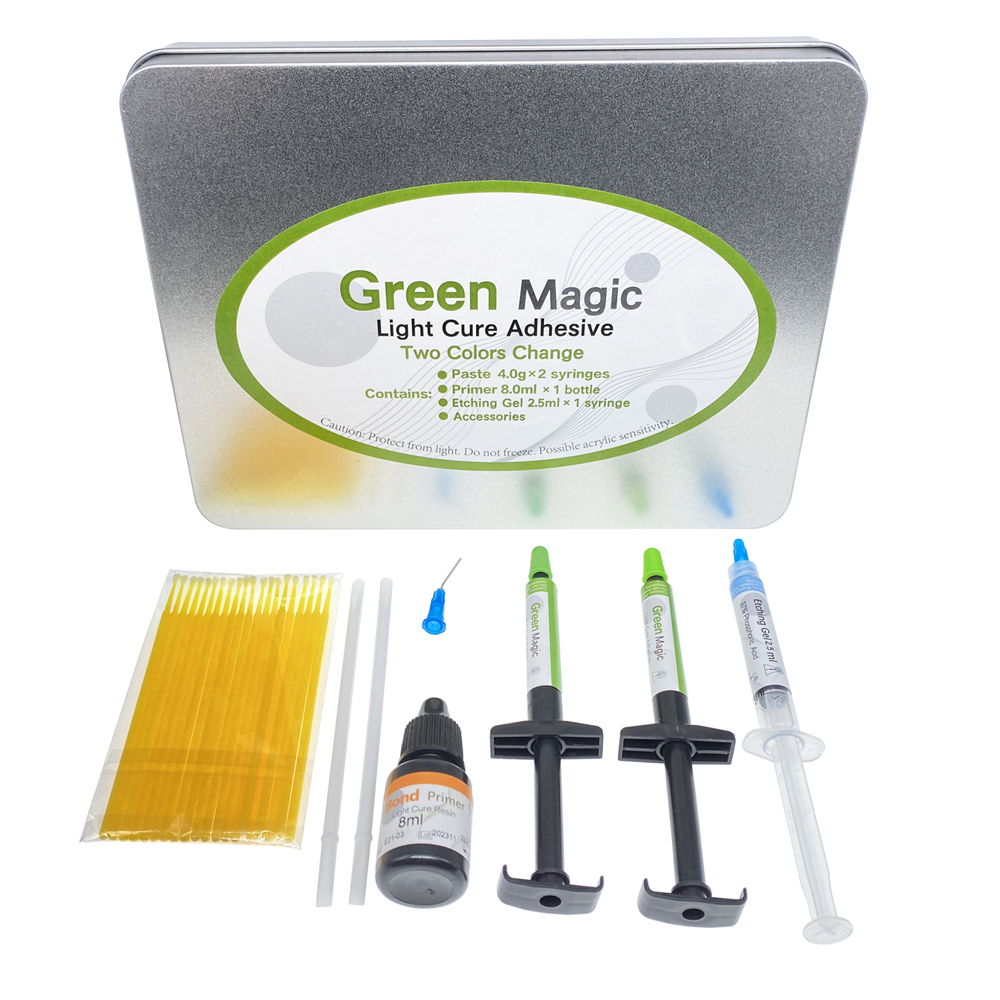 Dental Green Magic Adhesive Light Cure Paste Primer Etching Gel Large/Small Kit