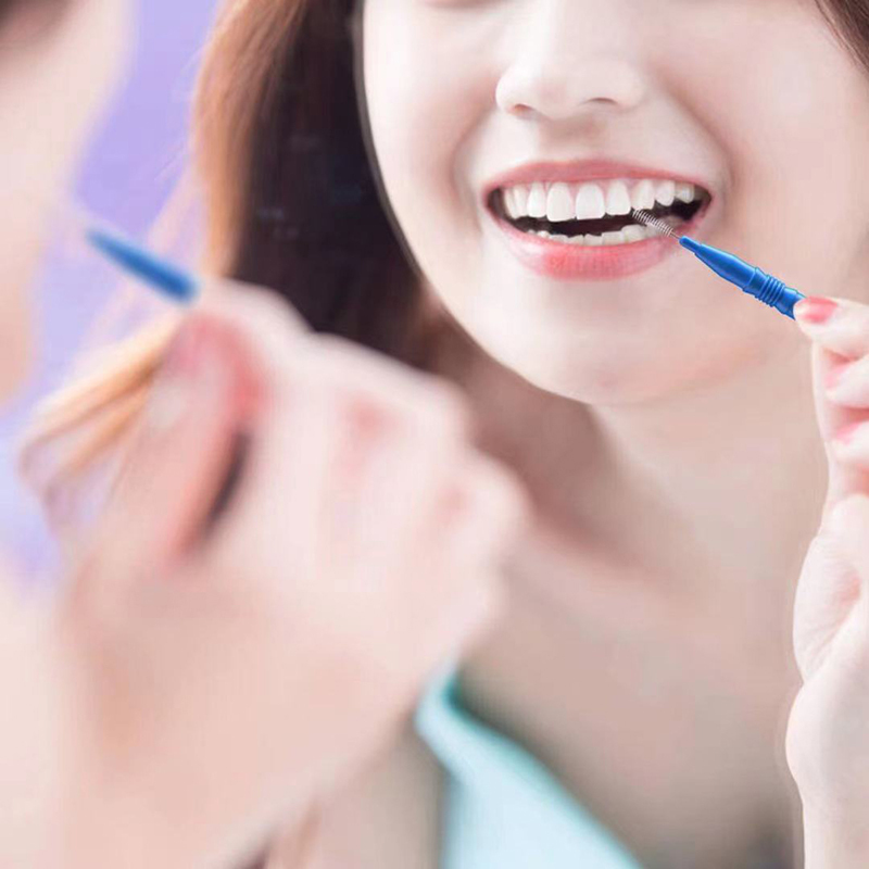 `Dental Plastic Interdental Brush Floss Sticks Tooth Head Oral Hygiene Red/Blue 50 Pcs