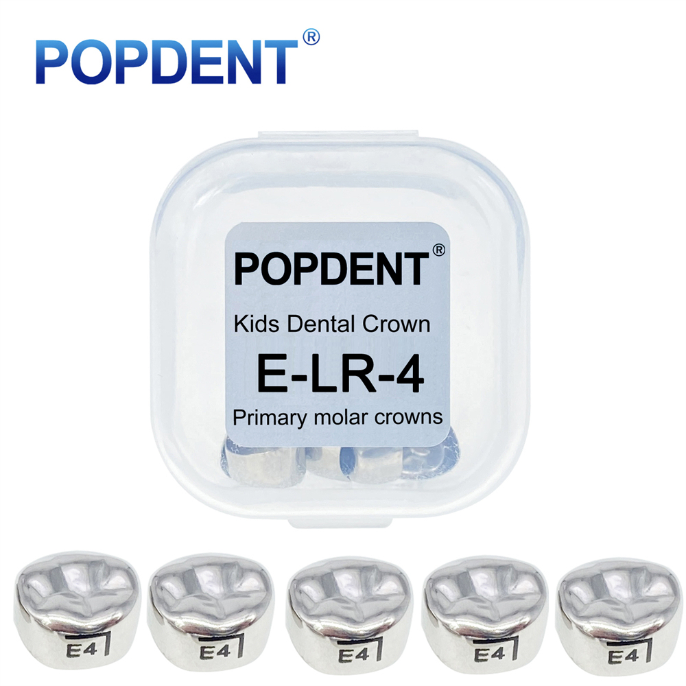 5Pcs POPDENT Dental Kids Crown Primary Molar Pediatric Crowns stainless steel 48 Sizes